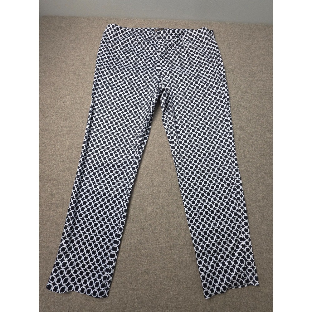 346 Brooks Brothers Pants Womens 16 Black White Geometric Natalie Fit Side Zip